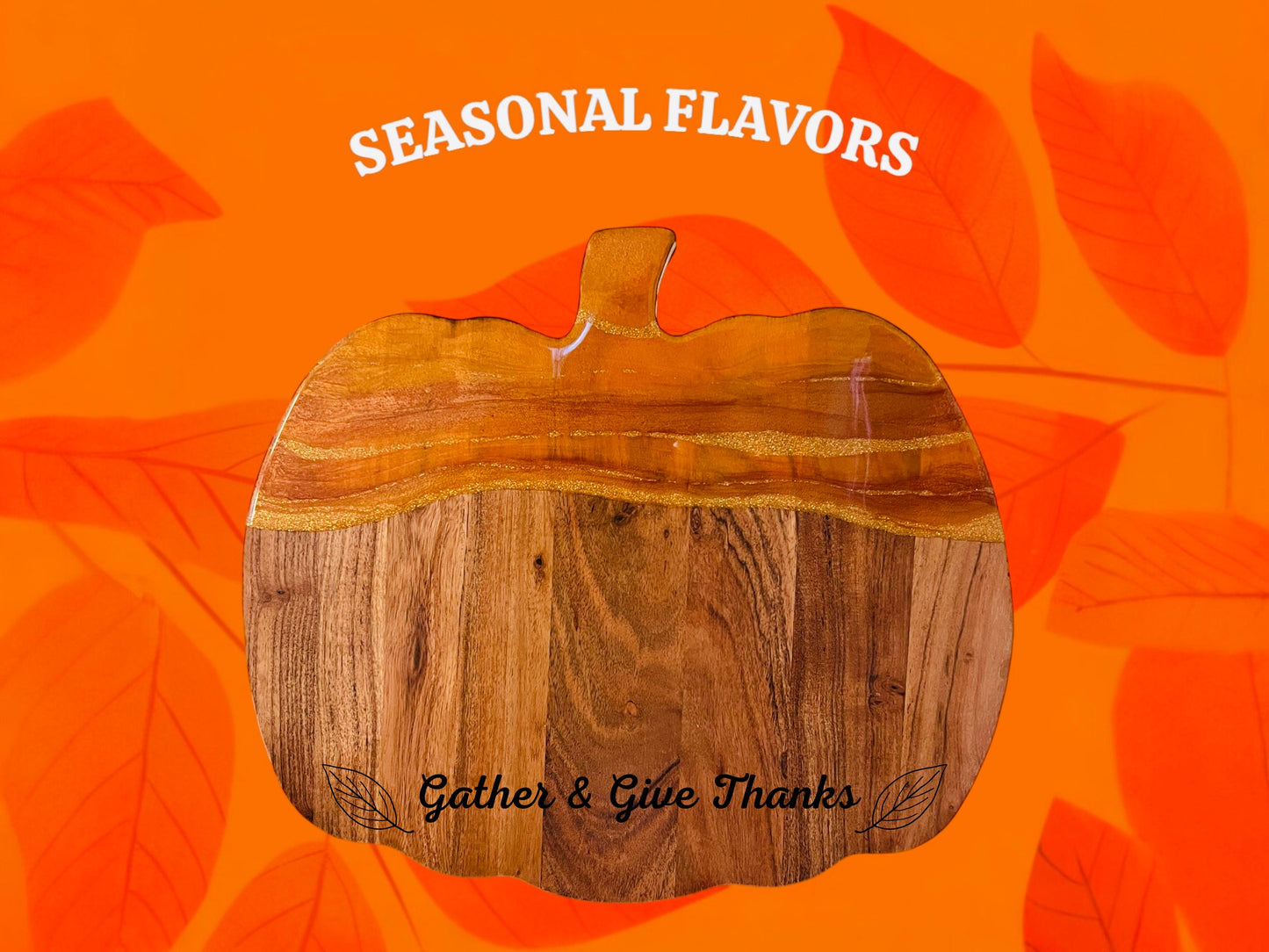 Fall Cutting Board, Pumpkin-Shaped Resin Cheese Board Set with Knife