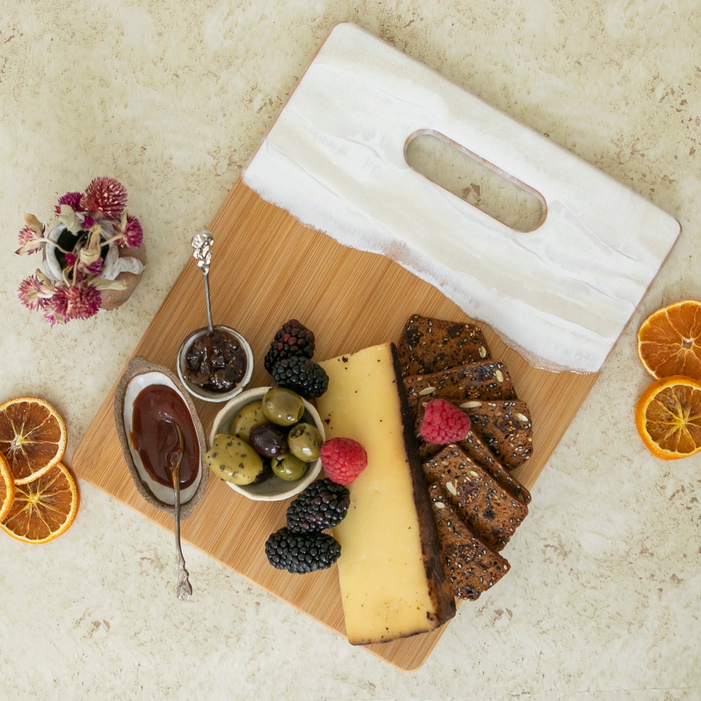 Wooden Serving Board Handmade Resin Design Bamboo Wood