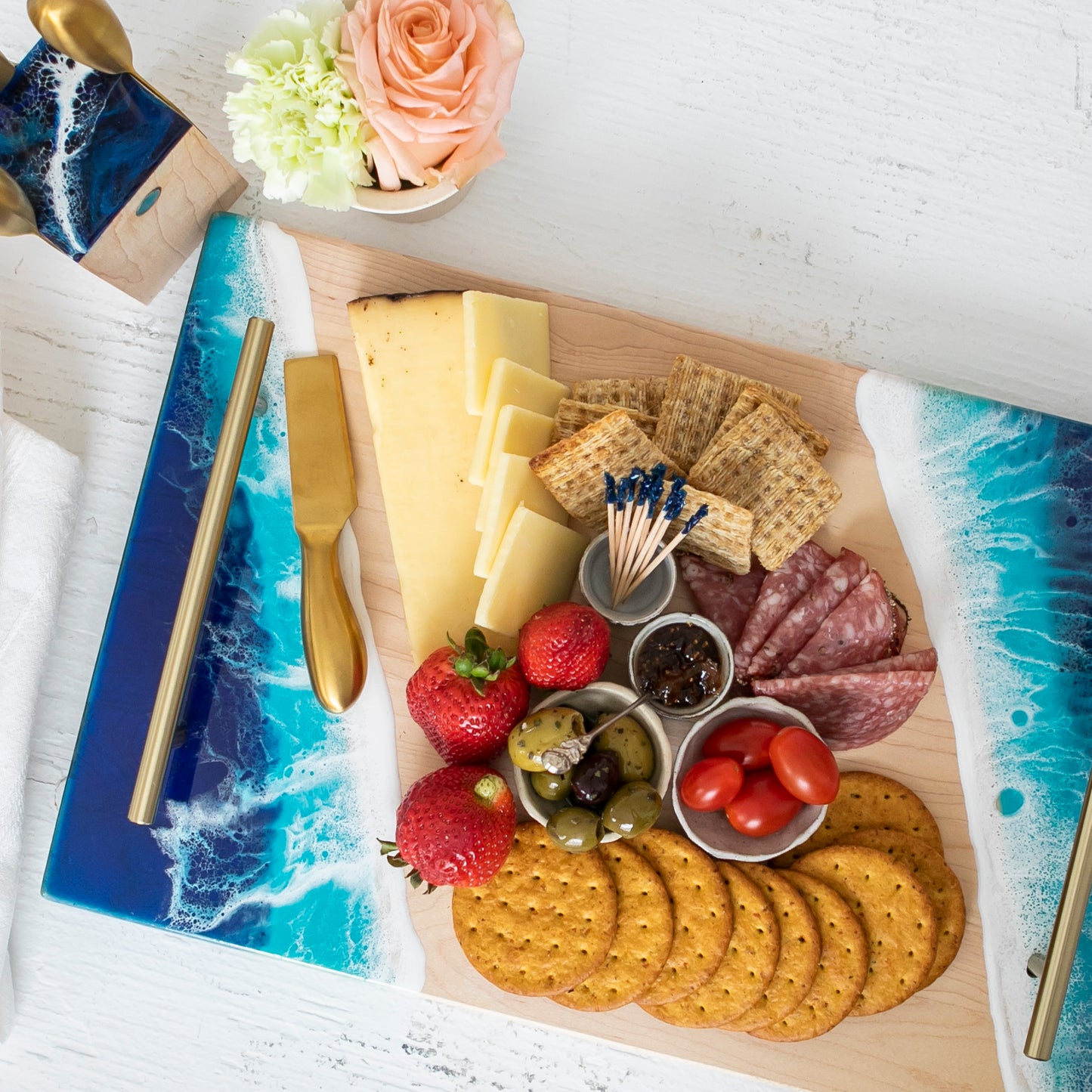 Ocean Resin Charcuterie Tray -Maple