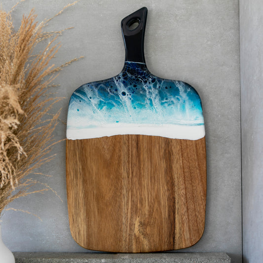 Ocean Resin Acacia Cheese Board with Handle