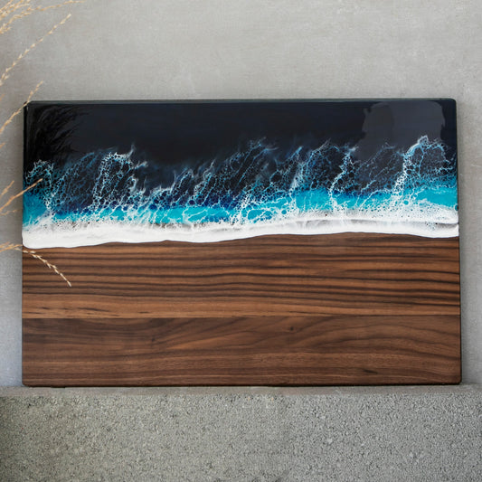 Personalized Ocean Resin Charcuterie Board Walnut Large