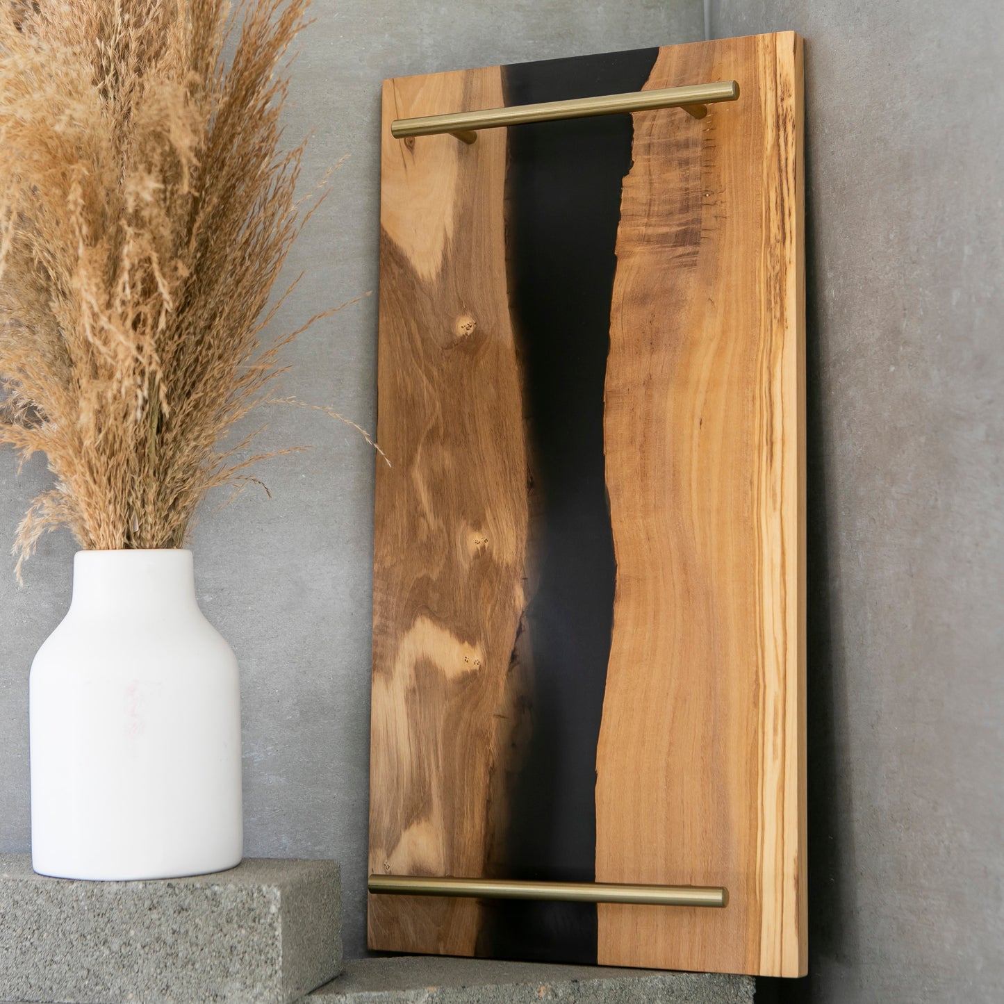 Olive Wood Board with Resin and Handle, Charcuterie Board Tray, Resin Cheese Board Tray, Personalized Charcuterie Tray, Engraved Cheese Board Tray