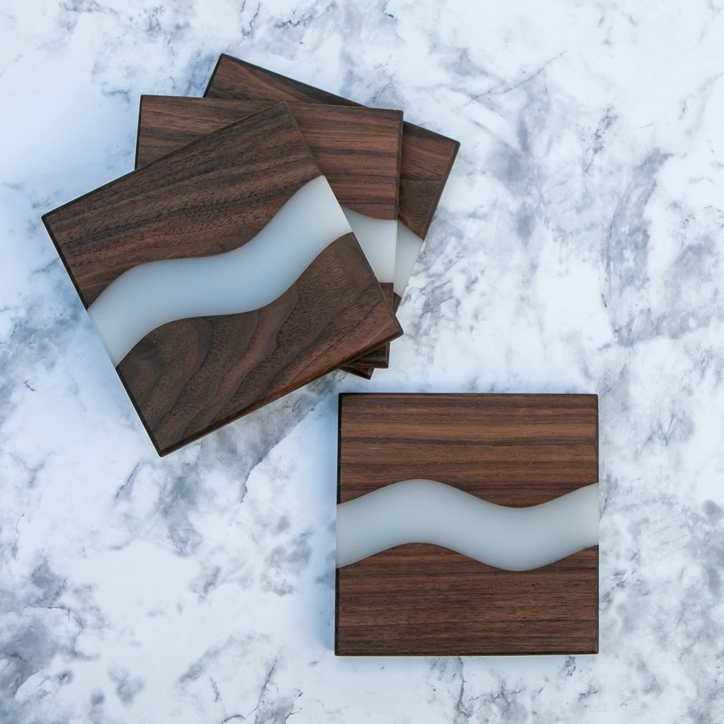 Handmade Black Walnut Wood Resin River Coasters