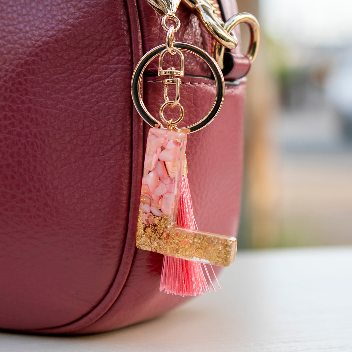 Beautiful Custom Letter Initial Resin Keychain