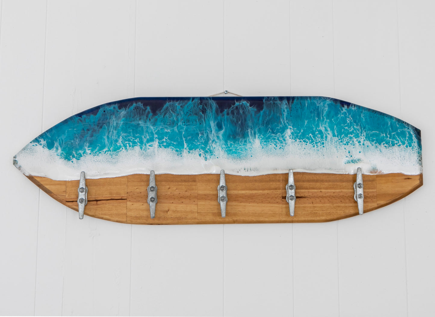 Wooden Surfboard Wall Rack Coat/Towel Hanger