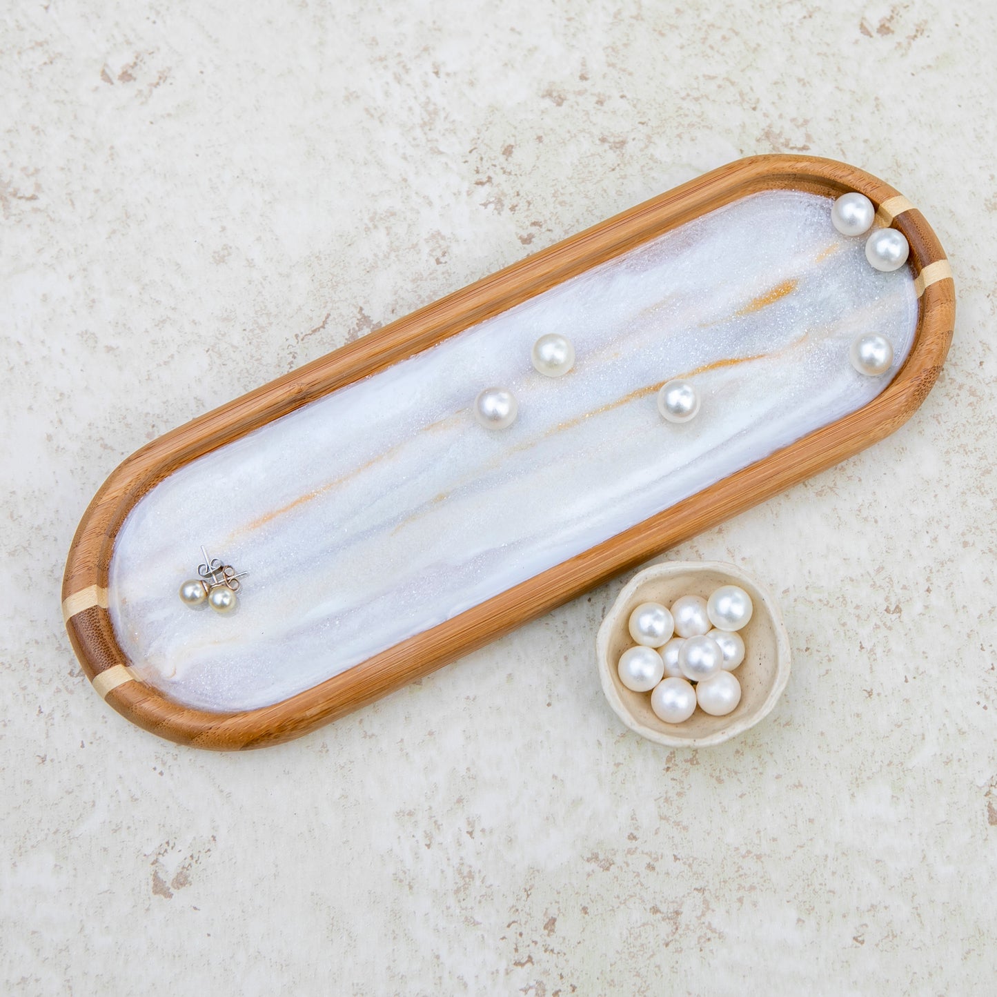 Resin Jewelry Tray with Ocean Wave Art, Unique Trinket and Vanity Tray, Resin Ring Dish