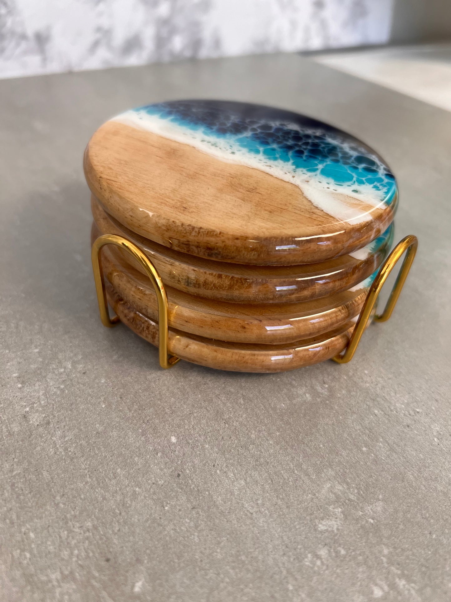 Personalized Resin Coasters with Beach Theme