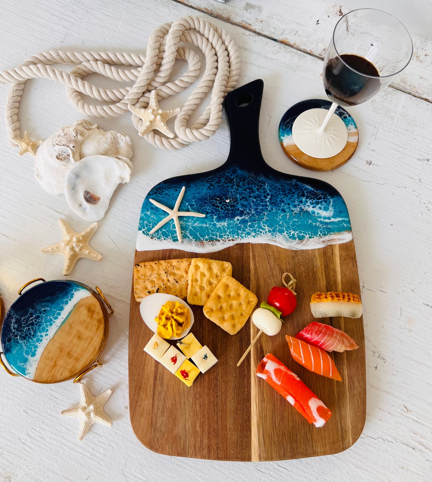 Personalized Resin Coasters with Beach Theme