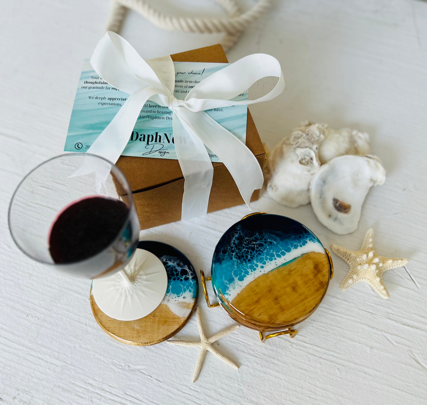Personalized Resin Coasters with Beach Theme
