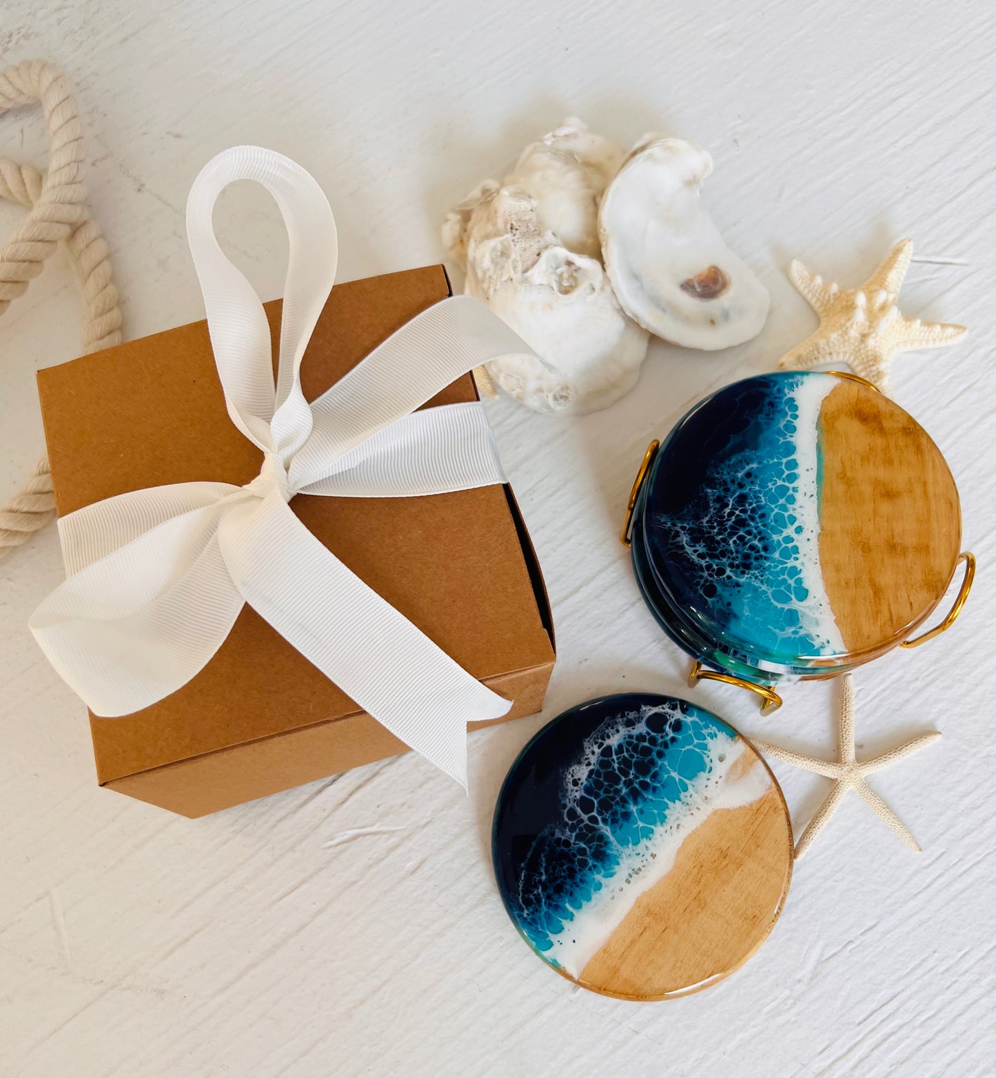 Personalized Resin Coasters with Beach Theme