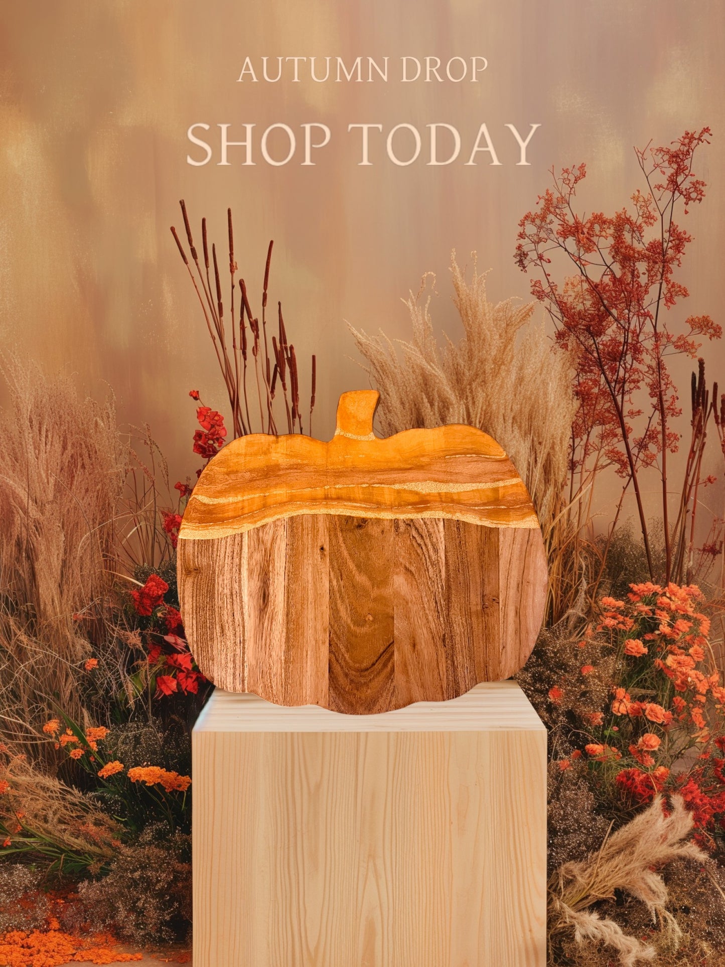 Fall Cutting Board, Pumpkin-Shaped Resin Cheese Board Set with Knife