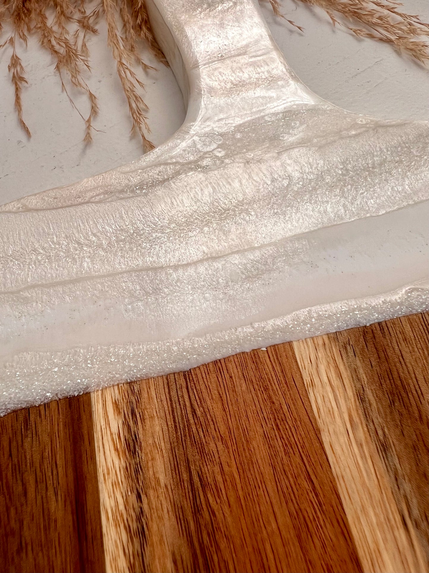 Personalized Charcuterie Board with White Shimmery Resin Gift Set