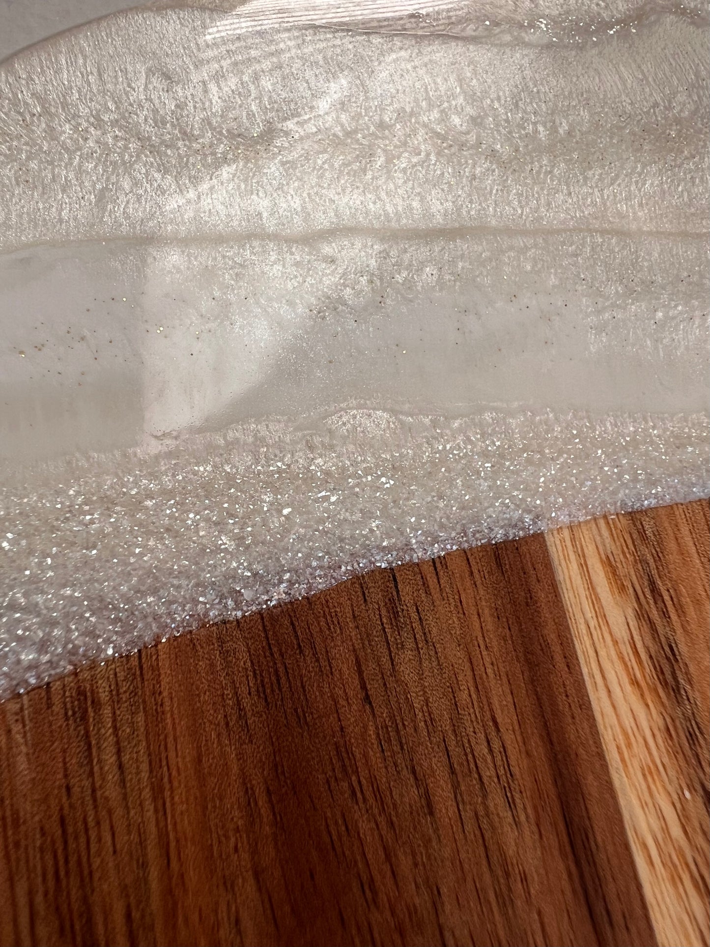 Personalized Charcuterie Board with White Shimmery Resin Gift Set