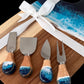 Ocean Resin Cutting Board with Cheese Knives Gift Set