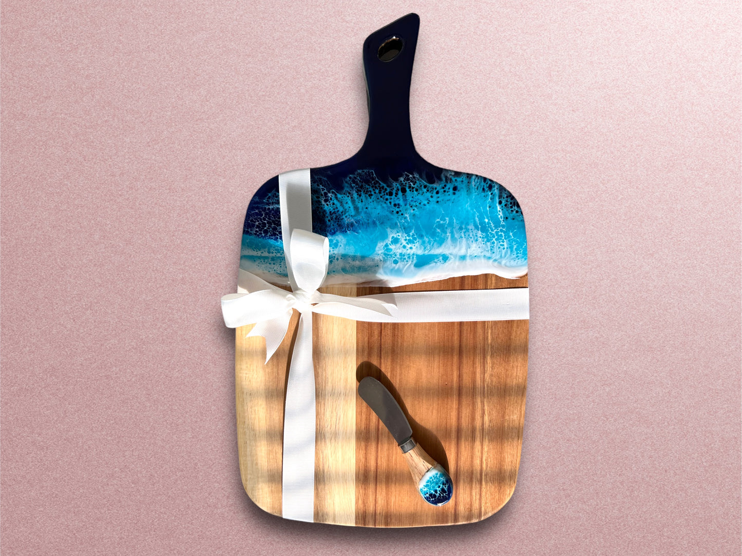 Ocean Resin Cutting Board with Cheese Knives Gift Set