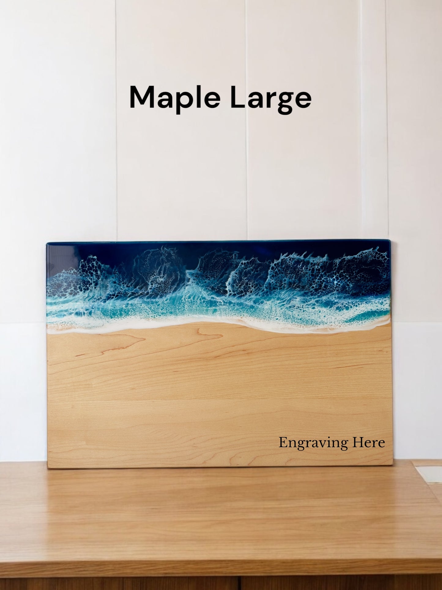Personalized Ocean Resin Charcuterie Board Maple Large