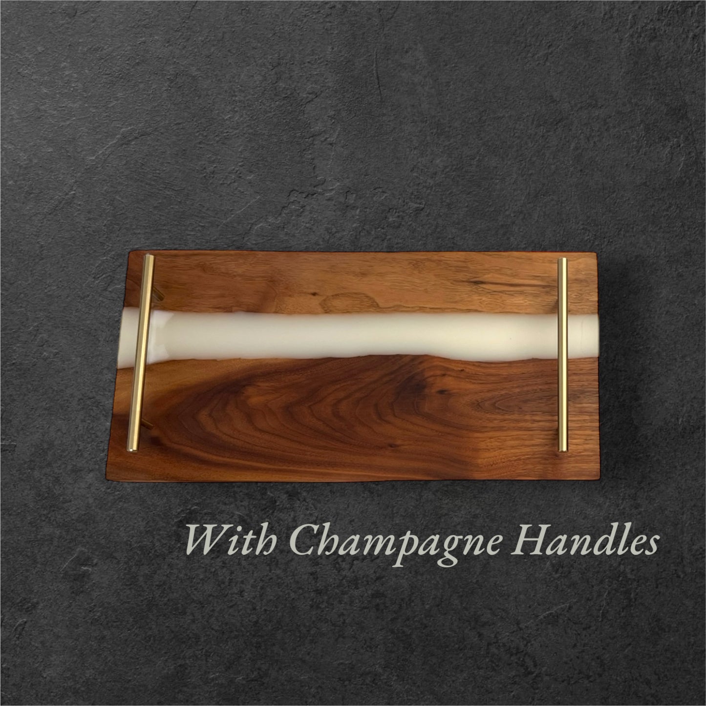 River Board Tray with Resin, Personalized Charcuterie Tray with White Resin