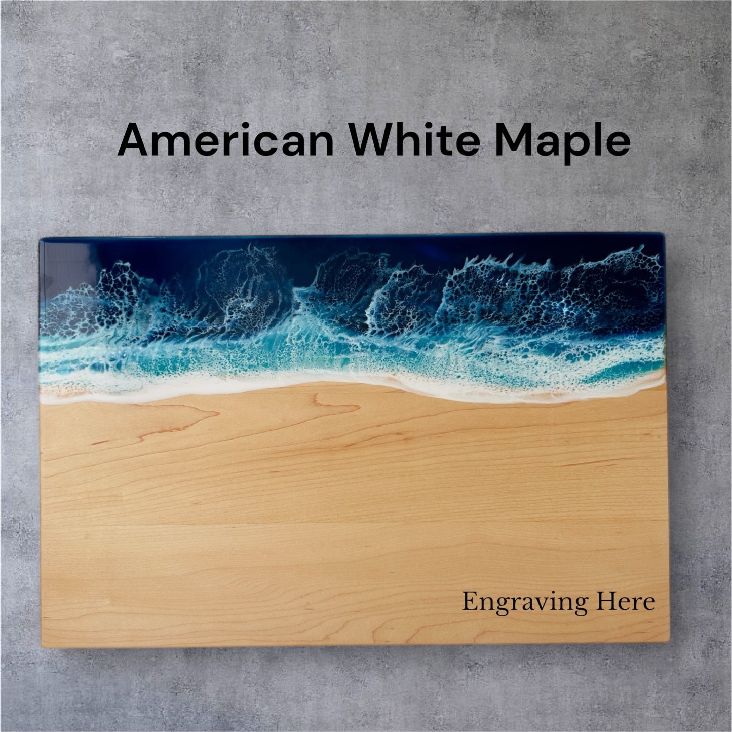 Personalized Ocean Resin Charcuterie Board Maple Large