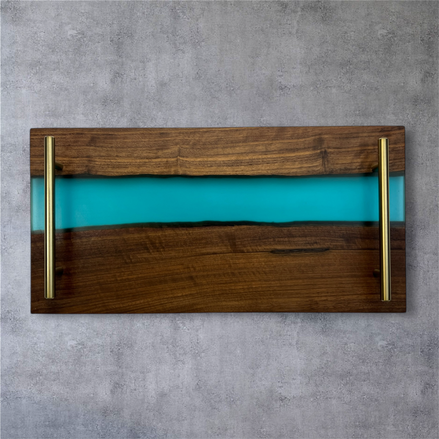 Resin River Tray, Personalized Walnut Charcuterie Tray with Blue Resin