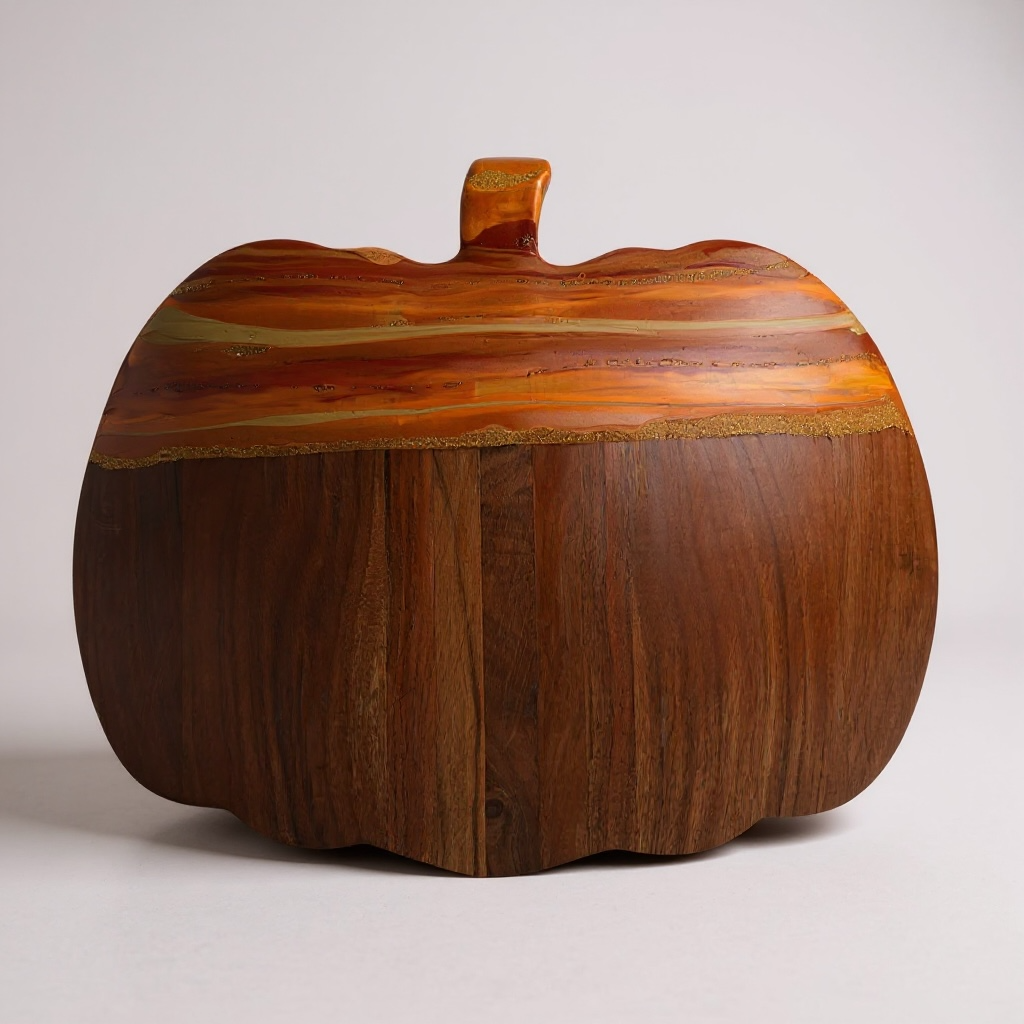 Fall Cutting Board, Pumpkin-Shaped Resin Cheese Board Set with Knife