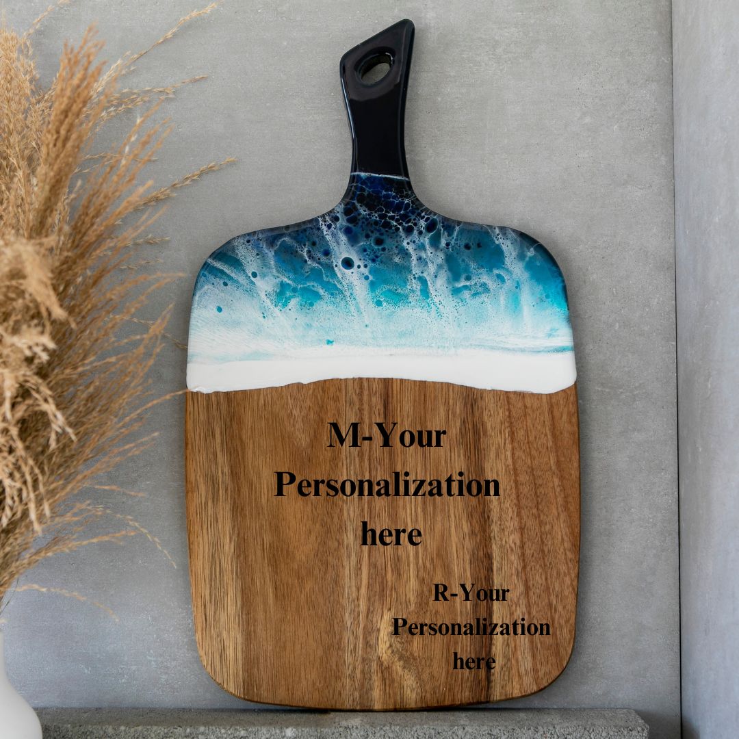 Ocean Resin Acacia Cheese Board with Handle