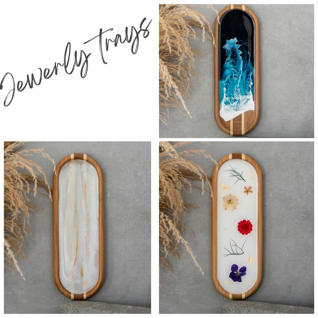 Resin Jewelry Tray with Ocean Wave Art, Unique Trinket and Vanity Tray, Resin Ring Dish