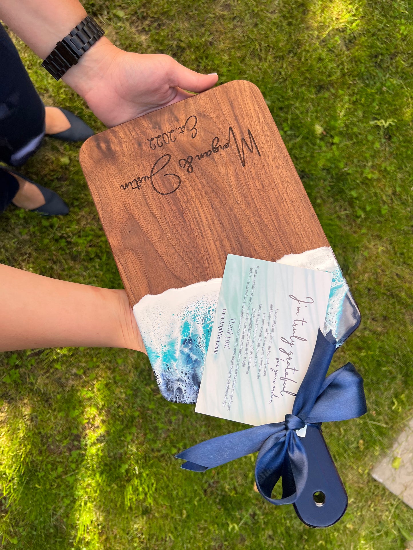Ocean Resin Cutting Board with Black Walnut Wood