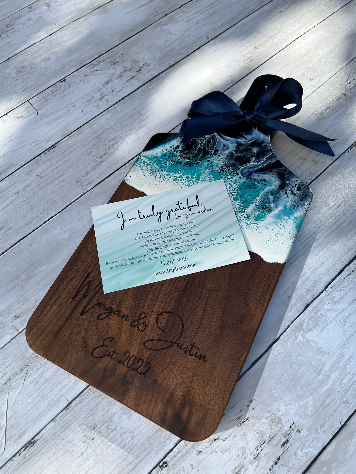 Ocean Resin Cutting Board with Black Walnut Wood