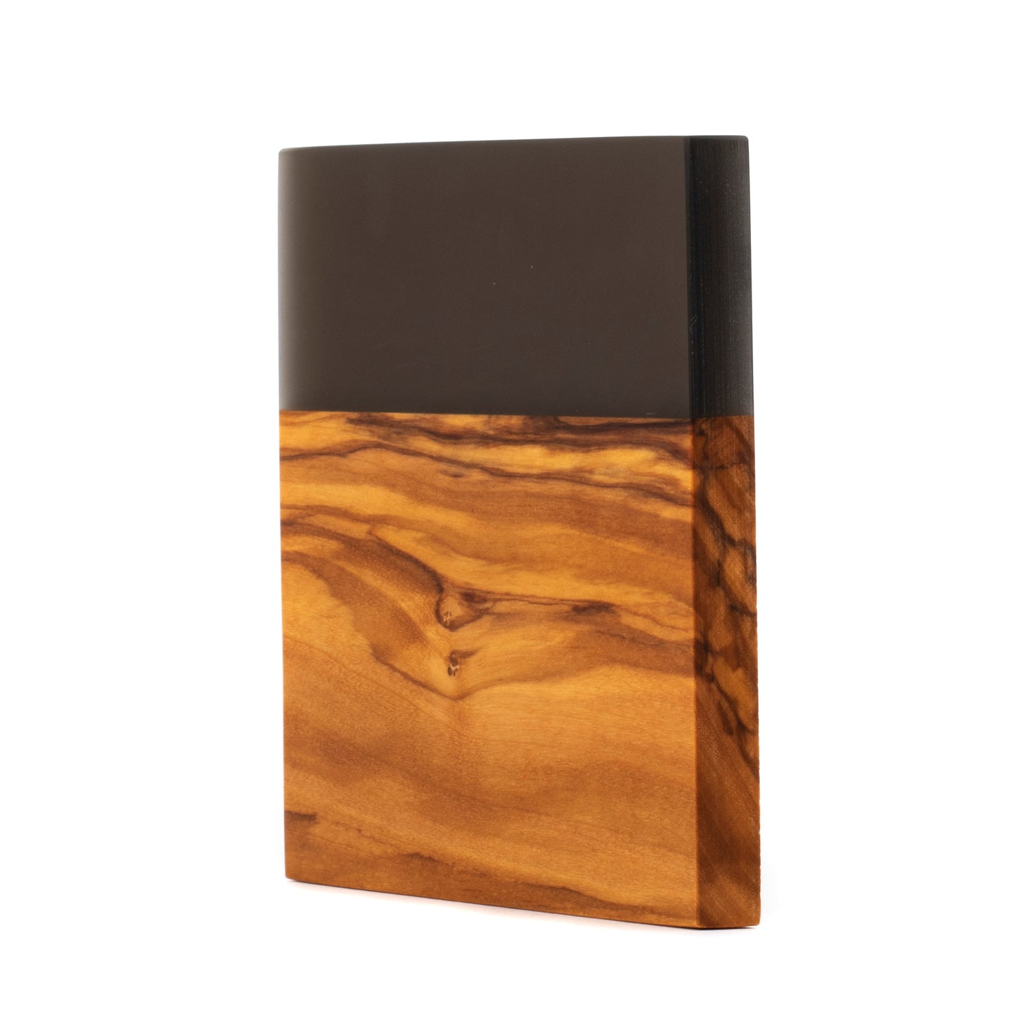 Personalized Resin River Coasters – Olive Wood and Epoxy Coaster Set -Black