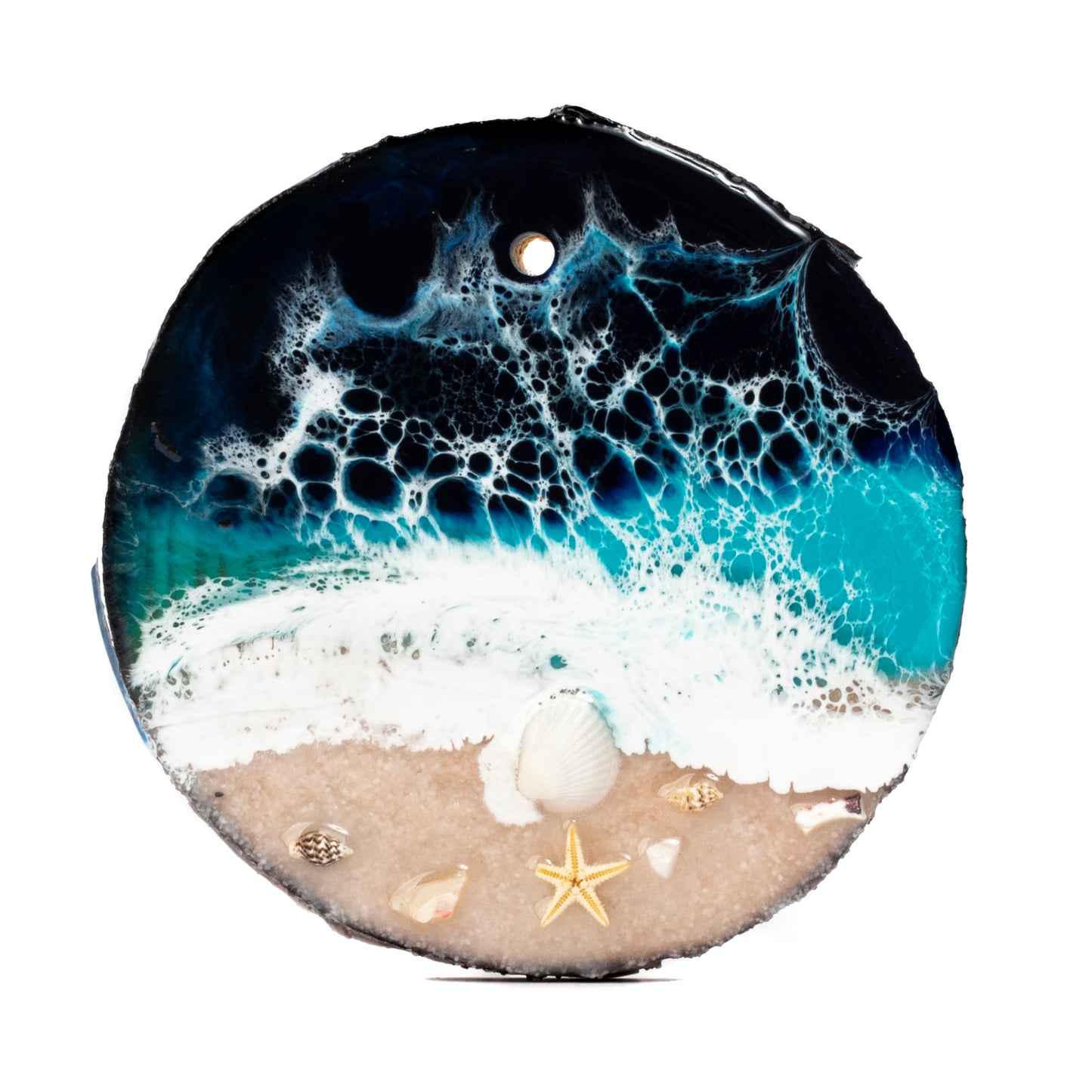 Ocean Resin Live Edge Wood Ornament