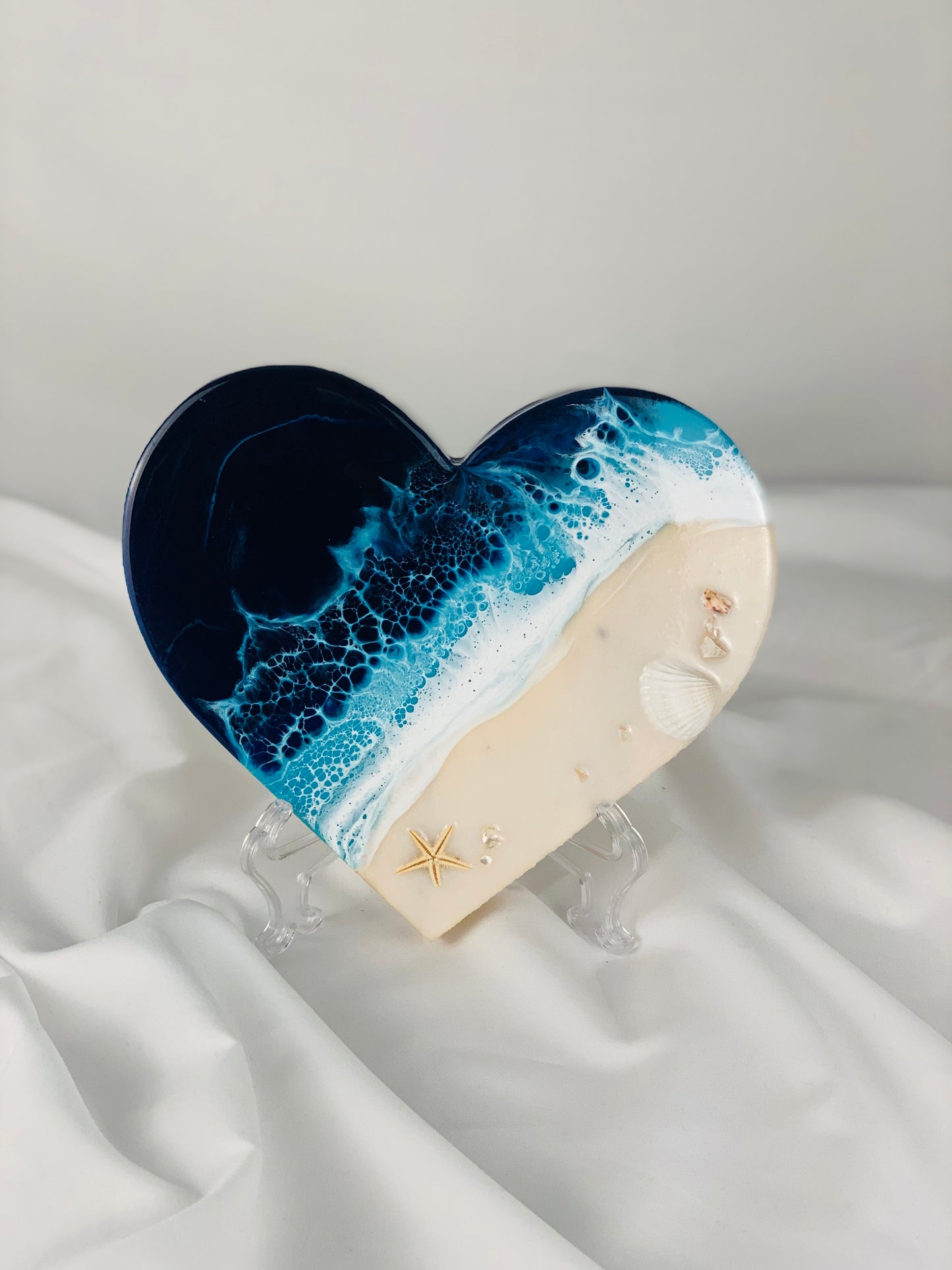 Handmade Ocean Resin Heart Decor Perfect for Girl Christmas Gift Beach house gift host gift