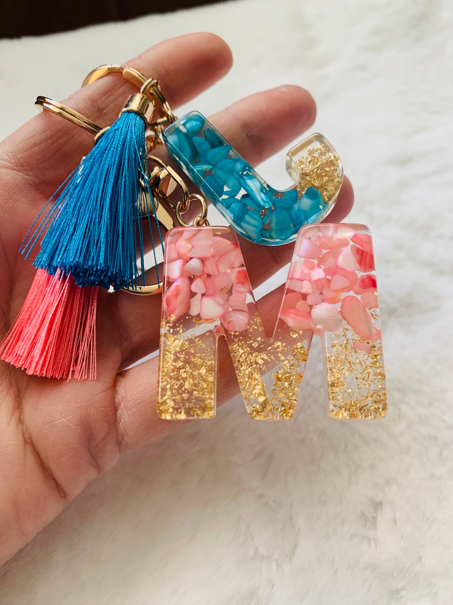 Beautiful Custom Letter Initial Resin Keychain