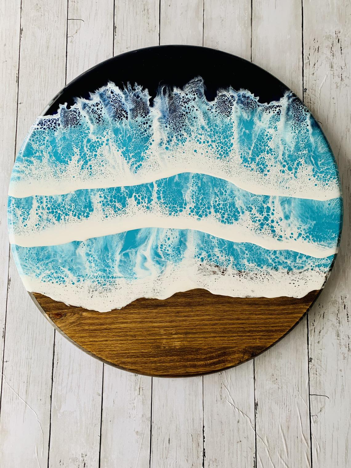 Coffee Table With Handmade Resin Wave Effect
