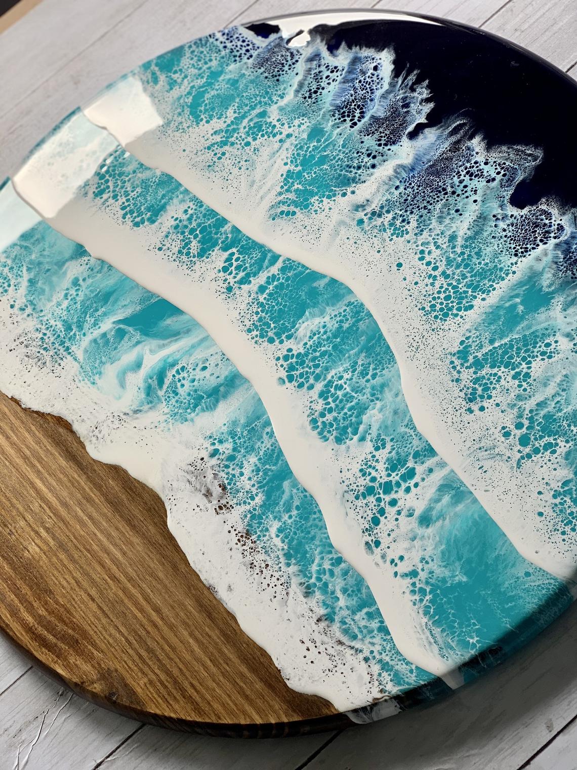 Coffee Table With Handmade Resin Wave Effect
