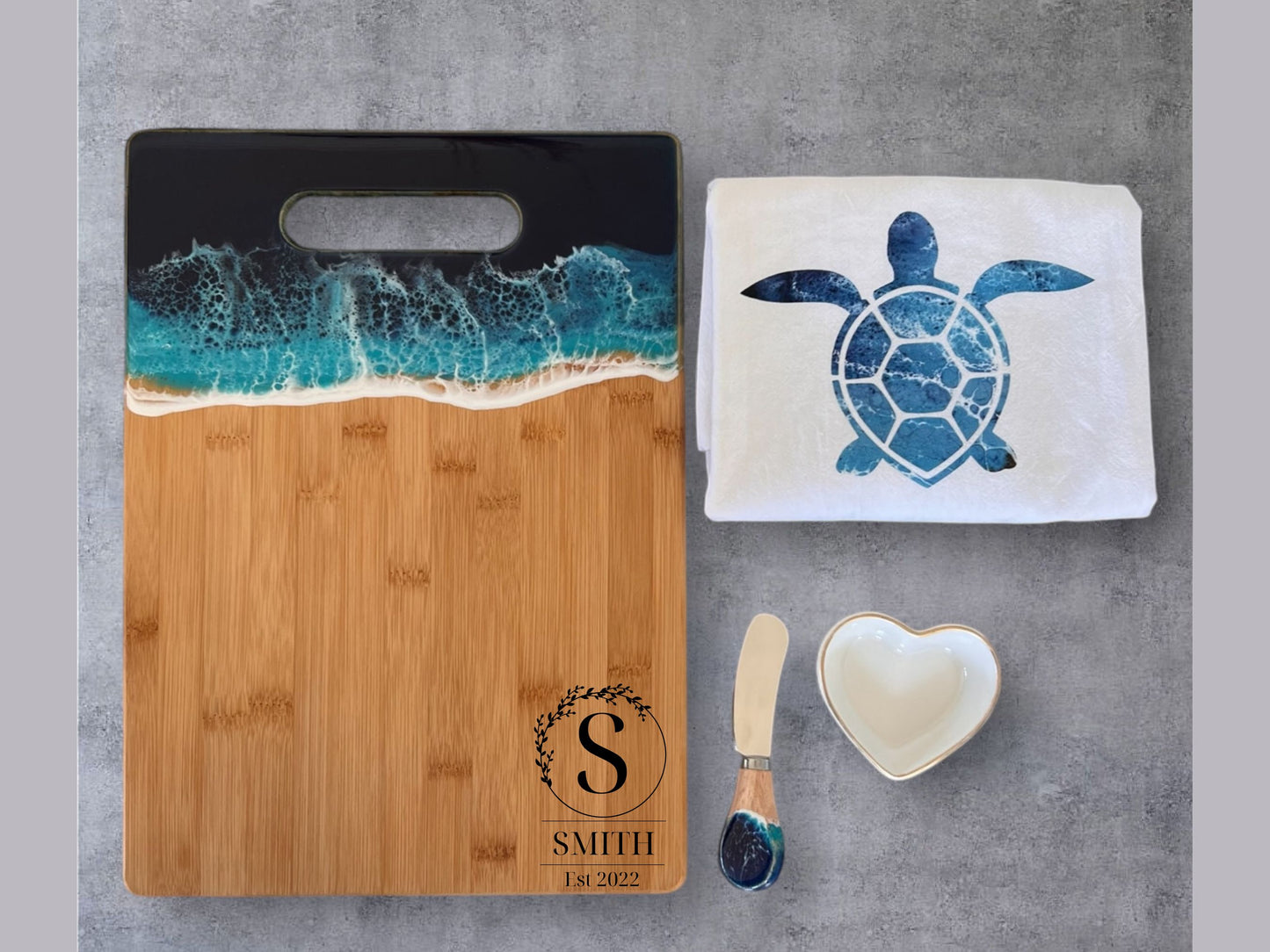 Personalized Ocean Resin Engagement Gift Box For Couple, Custom Wedding Gifts Personalized Engagement Gift Box, Personalize Anniversary Gift