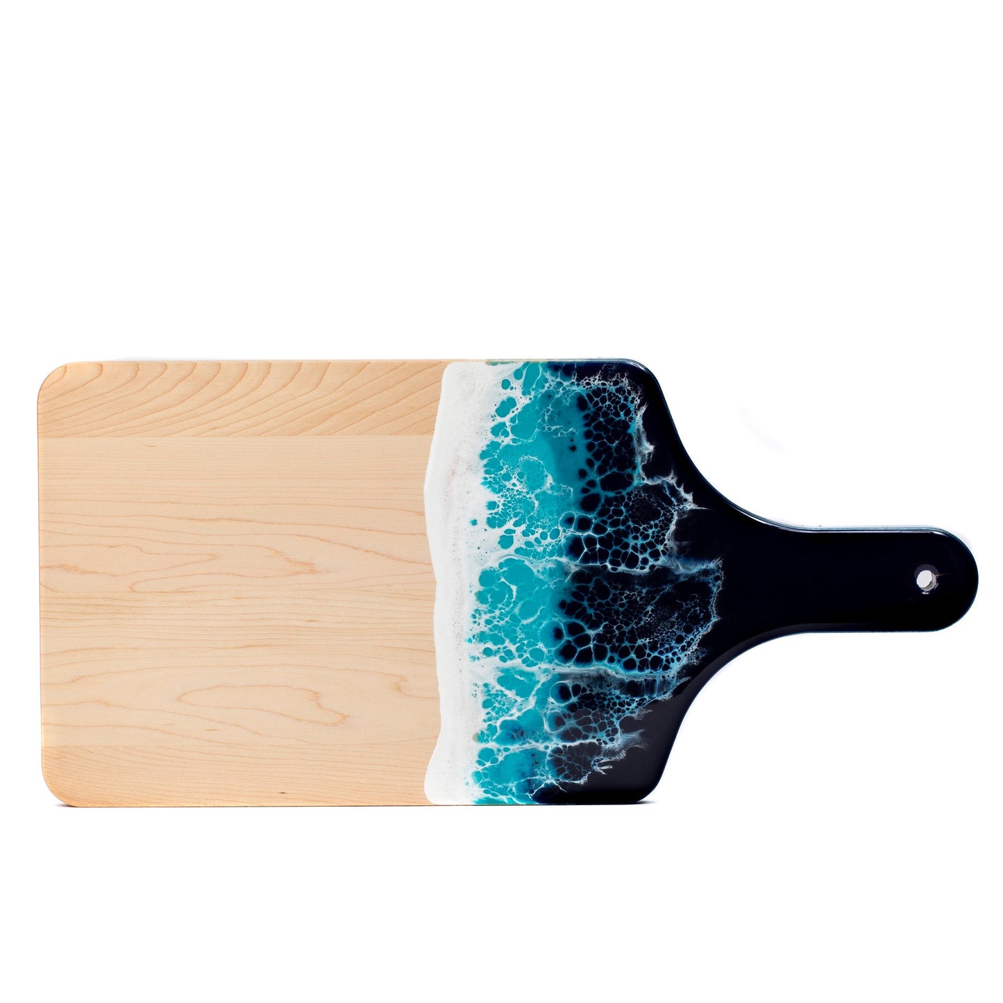 Maple Wood Cutting Board with Resin Ocean Realistic Blue Wave Art