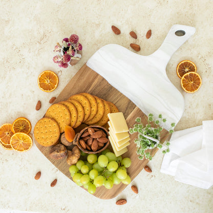 White Resin Acacia Cheese Board with Handle