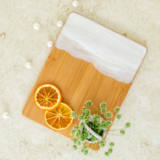 Wooden Resin Bamboo Cutting Board with Personalization optional cheese Board Engrave Unique Gift