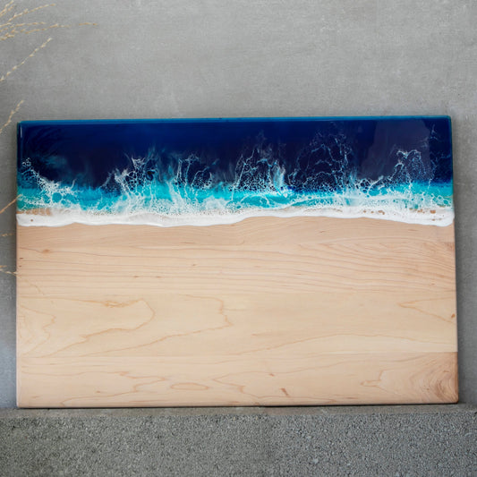 Personalized Ocean Resin Charcuterie Board Maple Large