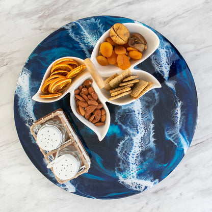 Ocean Resin Lazy Susan, Large 20 inch Handmade Wooden Turntable