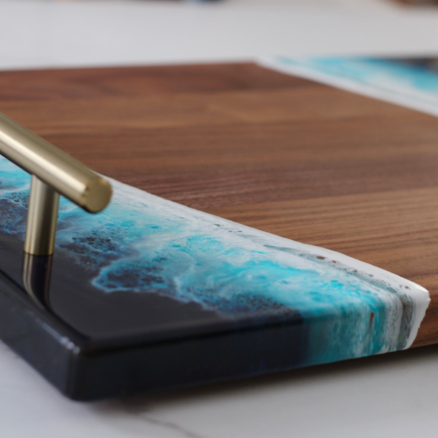 Walnut Ocean Resin Tray
