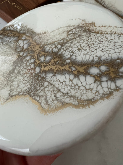 Personalized White & Gold Resin Charcuterie Board, Luxury Wedding Gift
