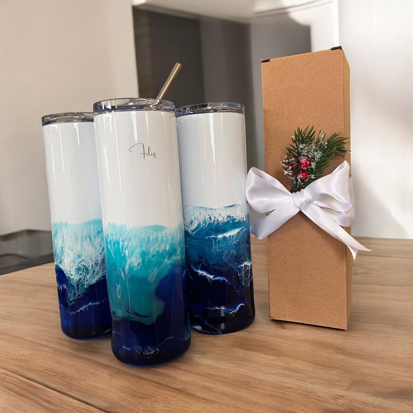 Personalized Ocean-Inspired Resin Tall Tumbler