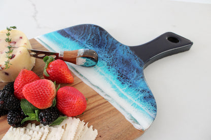 Ocean Resin Cutting Board Gift Set with Cheese Knife Set -Acacia