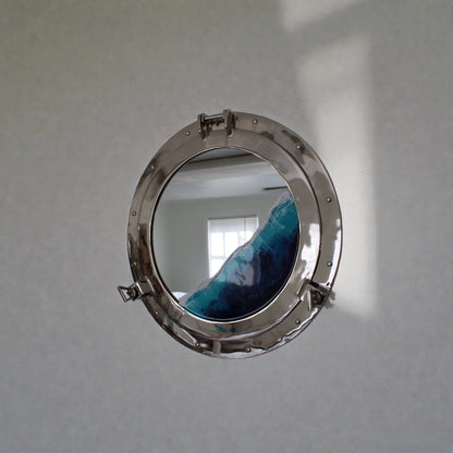 Nautical Ocean Resin Mirror with Porthole Frame