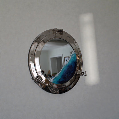 Nautical Ocean Resin Mirror with Porthole Frame