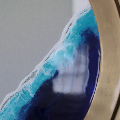 Nautical Ocean Resin Mirror with Gold Porthole Frame