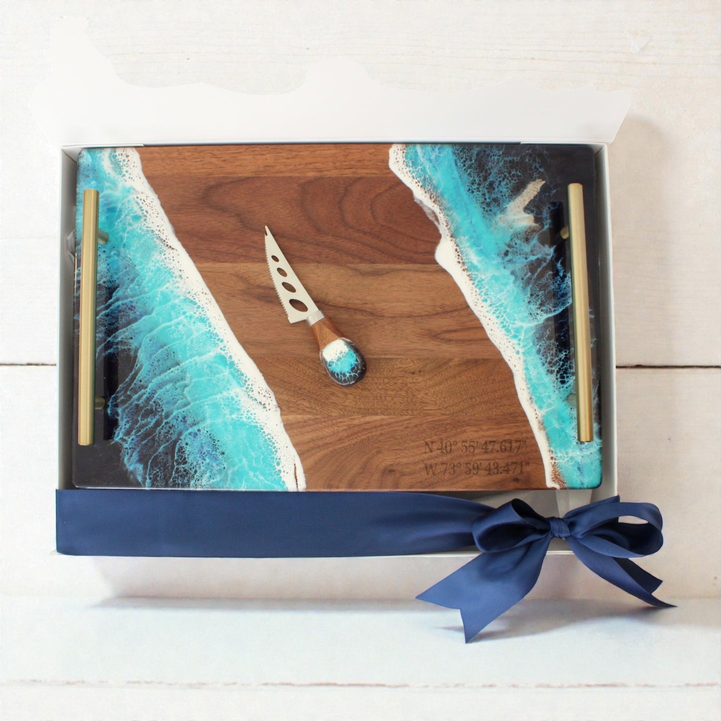 Walnut Ocean Resin Tray