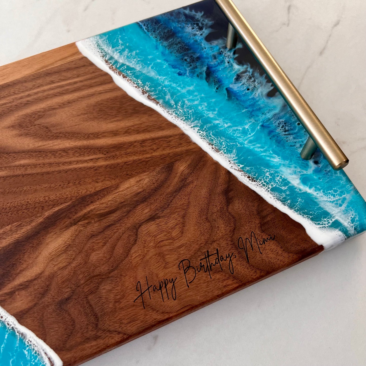 Walnut Ocean Resin Tray