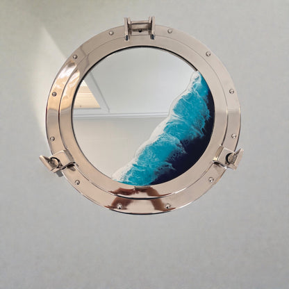 Nautical Ocean Resin Mirror with Porthole Frame
